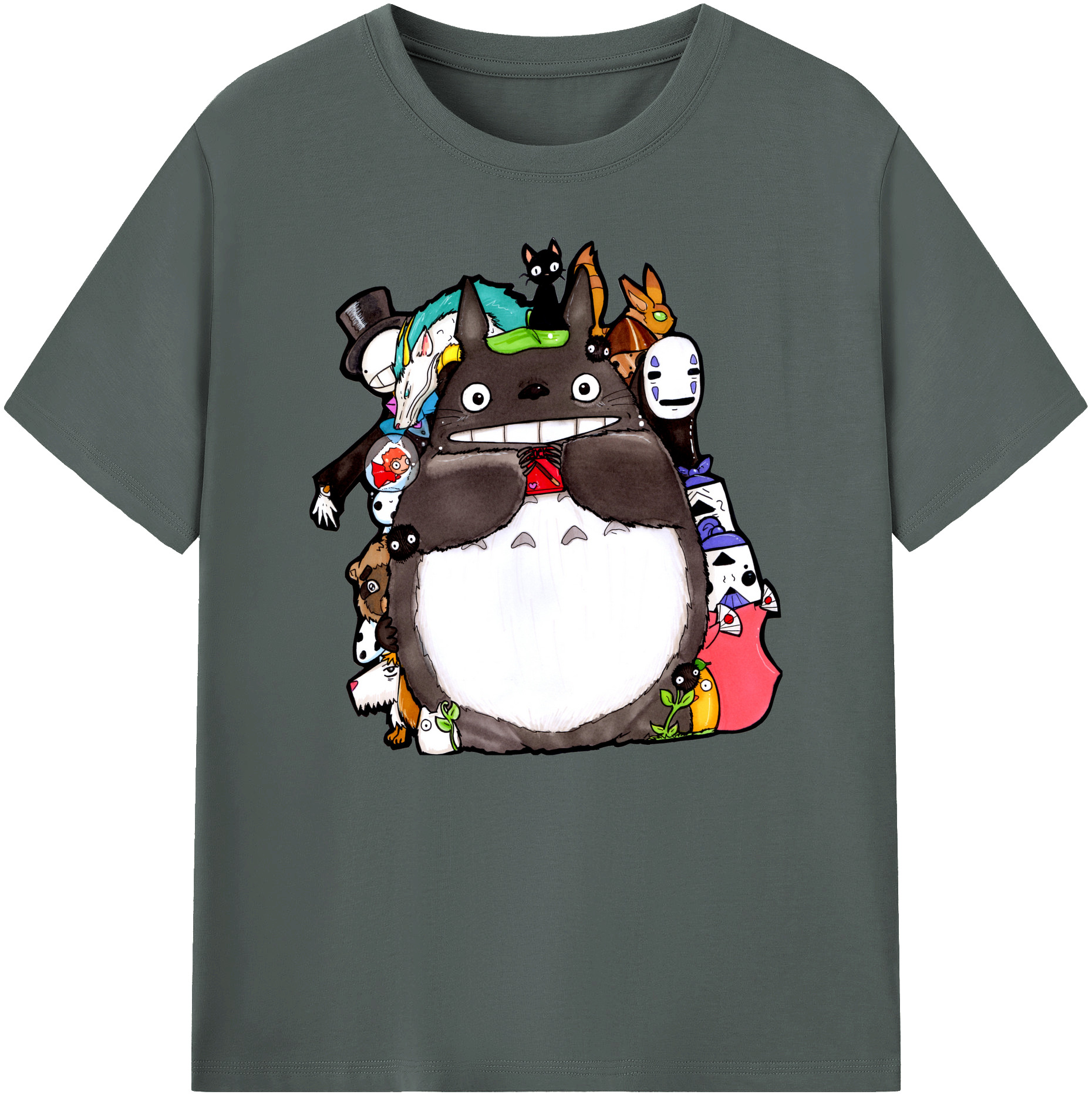 （画像用） となりのトトロ 草壁メイ 草壁サツキ My Neighbor Totoro Satsuki Kusakabe Mei Kusakabe 綿100％ メンズ半袖Tシャツ｜肌触りやわらか＆通気性